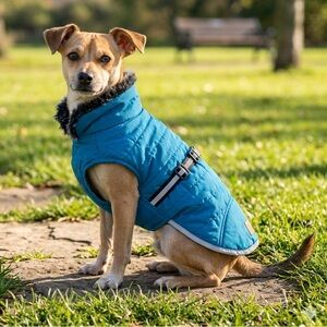 Friends Forever Nylon Quilted Dog Jacket Fur Lined Collar Fleece Lined Jacket 💙